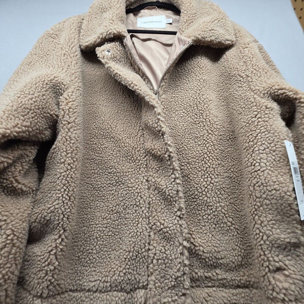 Calvin Klein Jeans Women's XL Sherpa Teddy Jacket Amphora Full Zip NWT